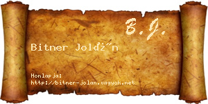 Bitner Jolán névjegykártya